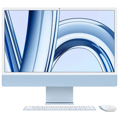iMac de 24 po d'Apple (automne 2023) - Bleu (puce M3 d'Apple/processeur graphique 8 coeurs/SSD Go/RAM 8 Go