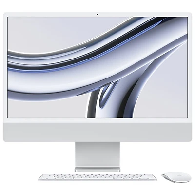 iMac de 24 po d'Apple (automne 2023) - Argenté (puce M3 d'Apple/processeur graphique 10 coeurs/SSD Go/RAM 8 Go