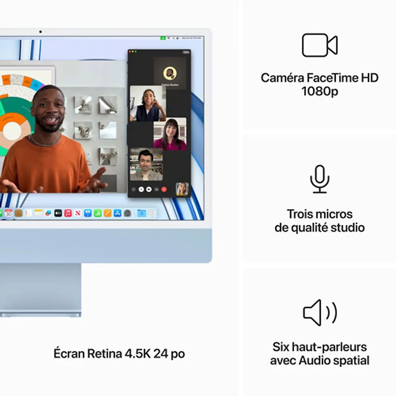 Apple iMac 24" (Fall 2023) - Blue (Apple M3 Chip / 10-Core GPU / 256GB SSD / 8GB RAM) - French