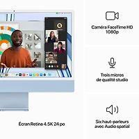 Apple iMac 24" (Fall 2023) - Blue (Apple M3 Chip / 10-Core GPU / 256GB SSD / 8GB RAM) - French