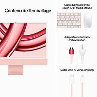iMac de 24 po d'Apple (automne 2023) - Rose (puce M3 d'Apple/processeur graphique 10 coeurs/SSD 256 Go/RAM 8 Go) - Anglais