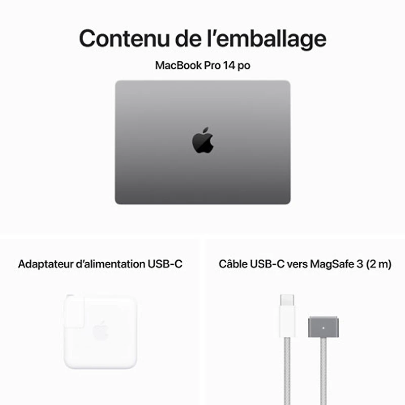 MacBook Pro de 14,2 po d'Apple (automne 2023) - Gris cosmique (M3 d'Apple/SSD 512 Go/RAM 8 Go) - Français