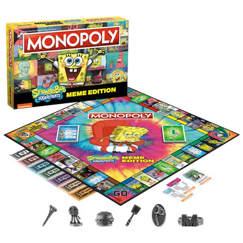 Monopoly: Jeu de société SpongeBob SquarePants Meme Edition - Anglais