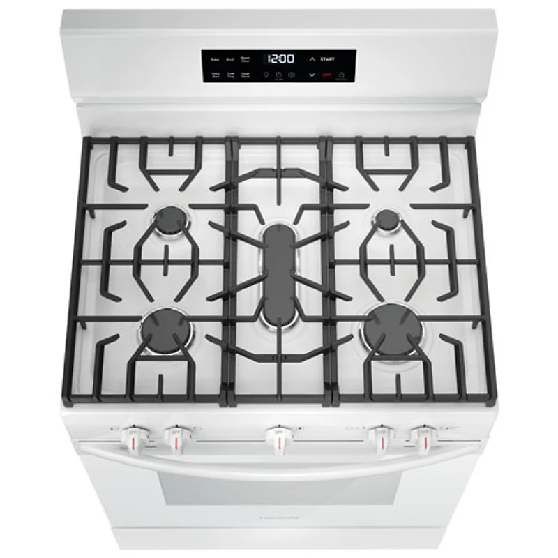 Cuisinière au gaz autonome à 5 brûleurs 5,1 pi³ 30 po de Frigidaire (FCRG3062AW) - Blanc