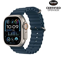 Boîte ouverte - Apple Watch Ultra 2 (GPS + Cellular) avec boîtier de 49 mm en titane et bracelet Océan bleu