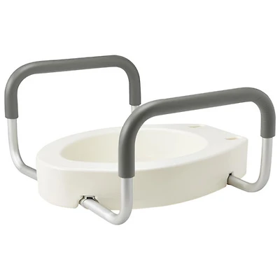 Siège de toilette surélevé de Medline avec accoudoirs - Blanc