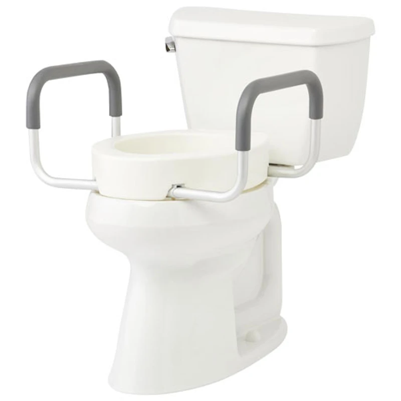 Siège de toilette surélevé de Medline avec accoudoirs - Blanc