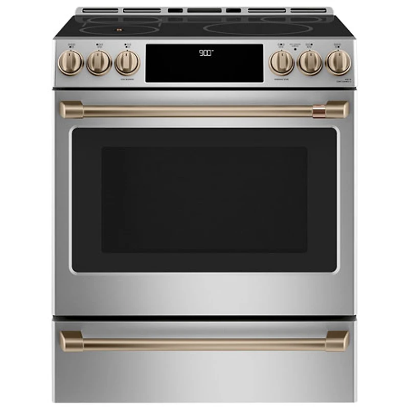 Cuisinière électrique encastrable à 5 éléments avec convection véritable et friture à l'air de 5,7 pi³ et 30 po Café (CHS90XP2MS1) - Acier inoxydable