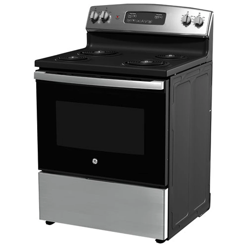 Cuisinière électrique autonome à serpentins de 5,0 pi³ et 30 po de GE (JCBS350SVSS) - Inox