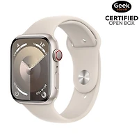 Open Box - Apple Watch Series 9 (GPS + Cellular) 45mm Starlight Aluminium Case w/Starlight Sport Band - Medium / Large