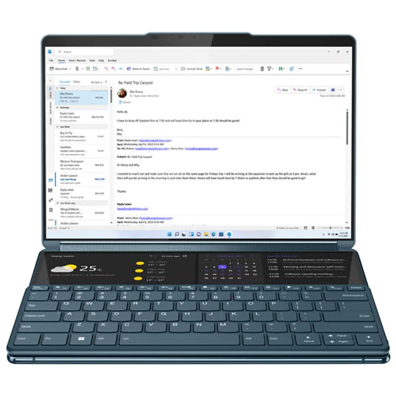 Portable à écran tactile de 13 po Yoga Book 9i de Lenovo - Bleu sarcelle (Evo i7-1355U d'Intel/SSD 1 To/RAM 16 Go/Windows 11)
