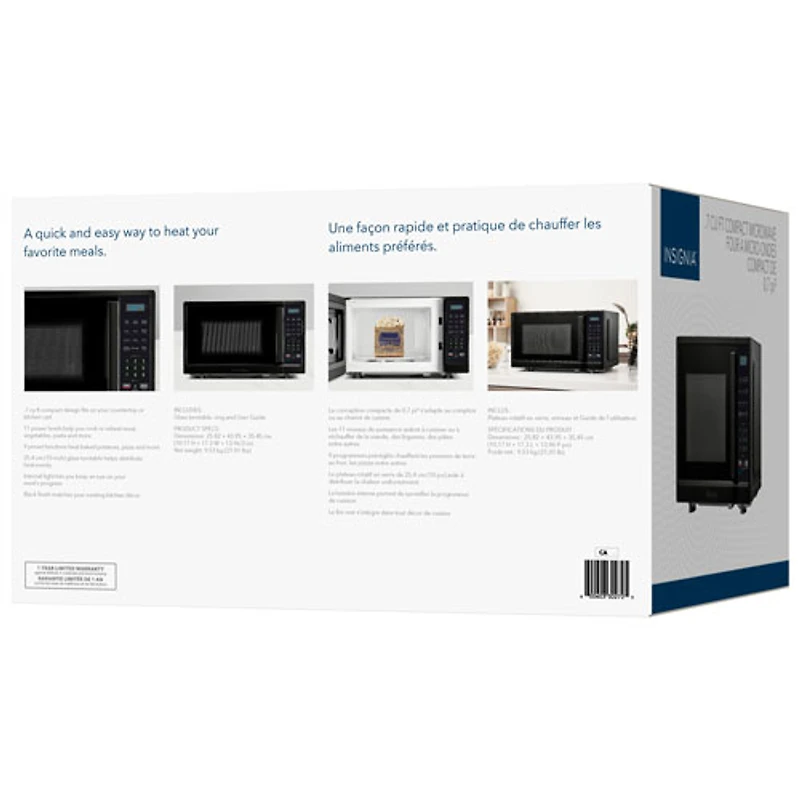 Micro-ondes compact de 0,7 pi³ d'Insignia (NS-MW7BK5-C) - Noir - Exclusivité de Best Buy