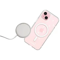 E-Artistry Signature Bee Spiral Fitted Hard Shell Case with MagSafe for iPhone 15 - Clear - White