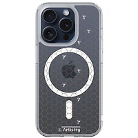 E-Artistry Signature Honeycomb Fitted Hard Shell Case w/ MagSafe for iPhone 15 Pro - Clear - White/Gold