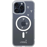 E-Artistry Signature Bee Spiral Fitted Hard Shell Case with MagSafe for iPhone 15 Pro - Clear - White