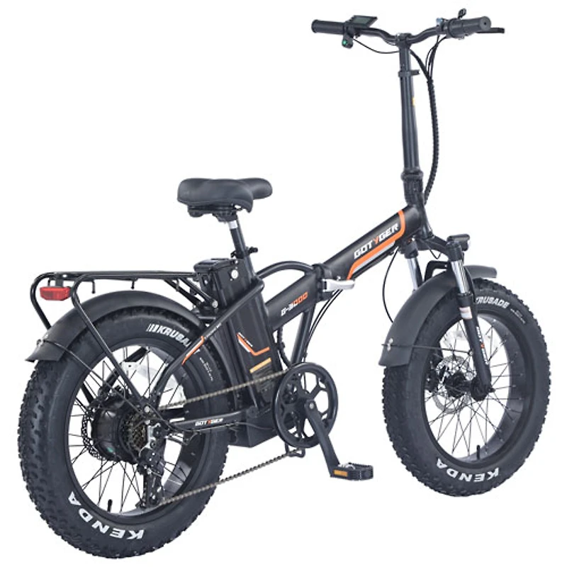 Vélo de promenade électrique repliable à gros pneus PowerPath de GoTyger (moteur 500 W/autonomie jusqu'à 45 km) - Noir