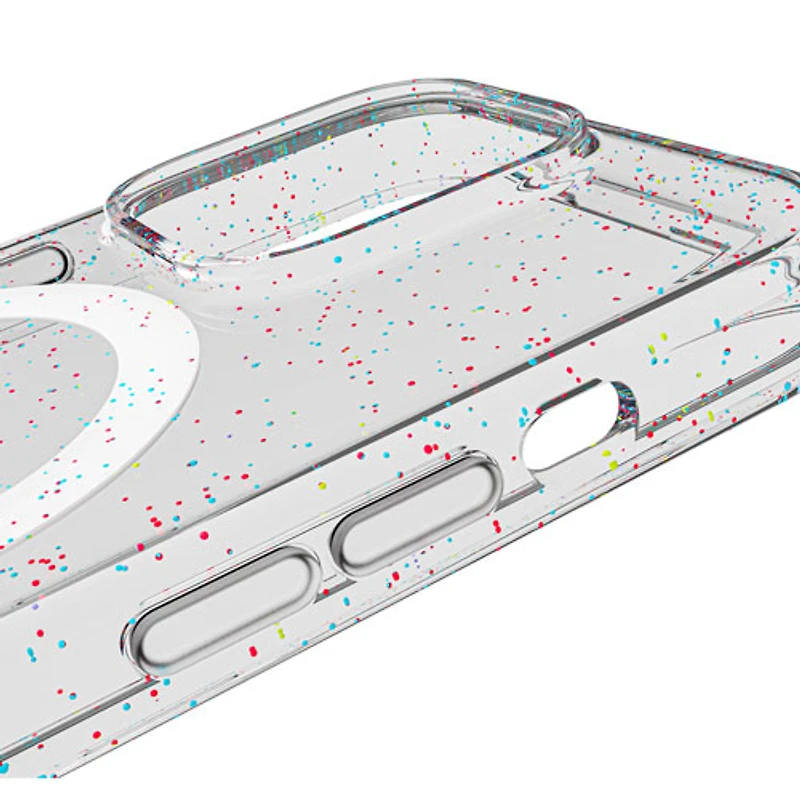 BodyGuardz Carve Fitted Hard Shell Case with MagSafe for iPhone 15 Pro - Silver Sparkle