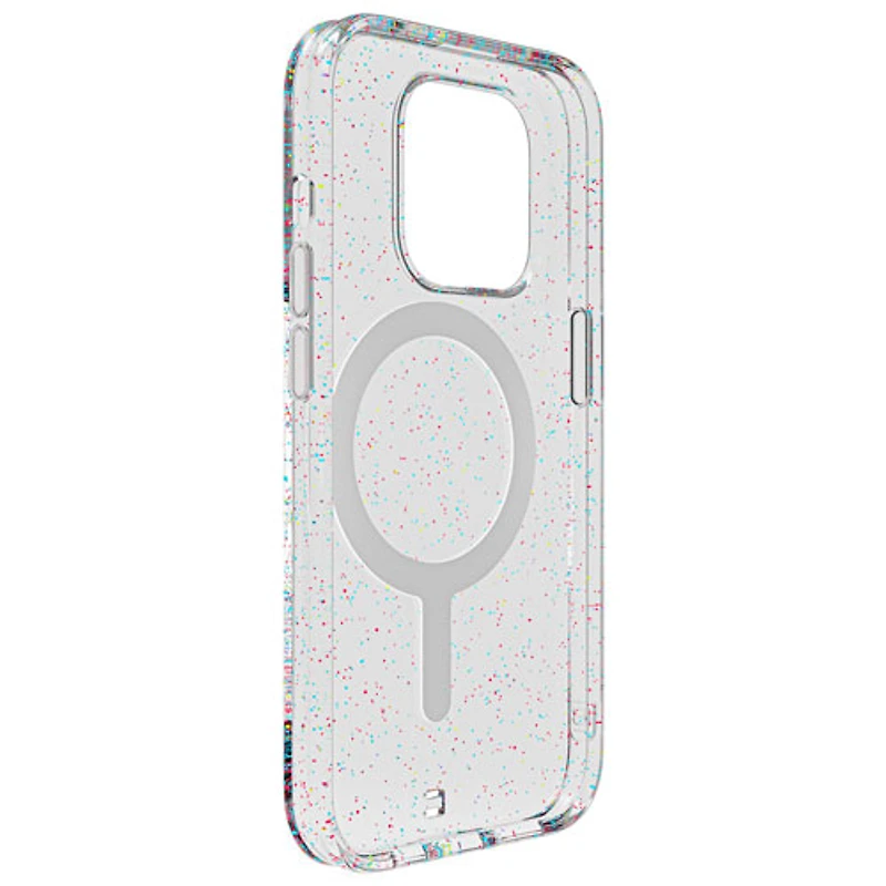 BodyGuardz Carve Fitted Hard Shell Case with MagSafe for iPhone 15 Pro - Silver Sparkle