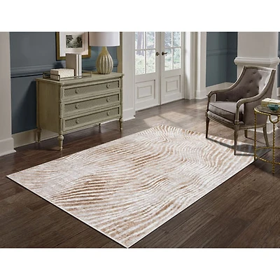 Carpette de 5 x 8 pi Dewy Riverbank - Gris/Crème/Beige
