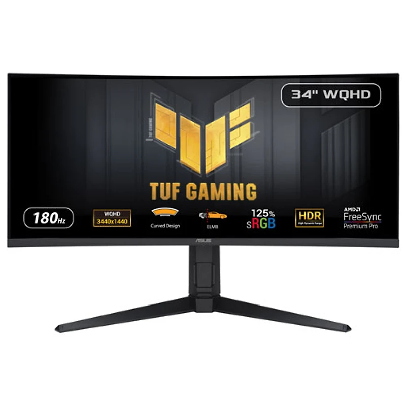 ASUS TUF 34" QHD 180Hz 1ms GTG Curved VA LED FreeSync Gaming Monitor (VG34VQL3A)
