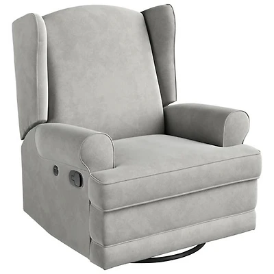 Fauteuil coulissant inclinable recouvert à ailettes Serenity de Storkcraft avec port de chargement USB - Acier