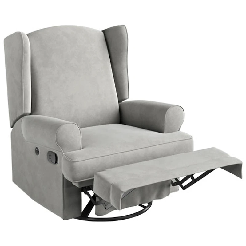 Fauteuil coulissant inclinable recouvert à ailettes Serenity de Storkcraft avec port de chargement USB - Acier