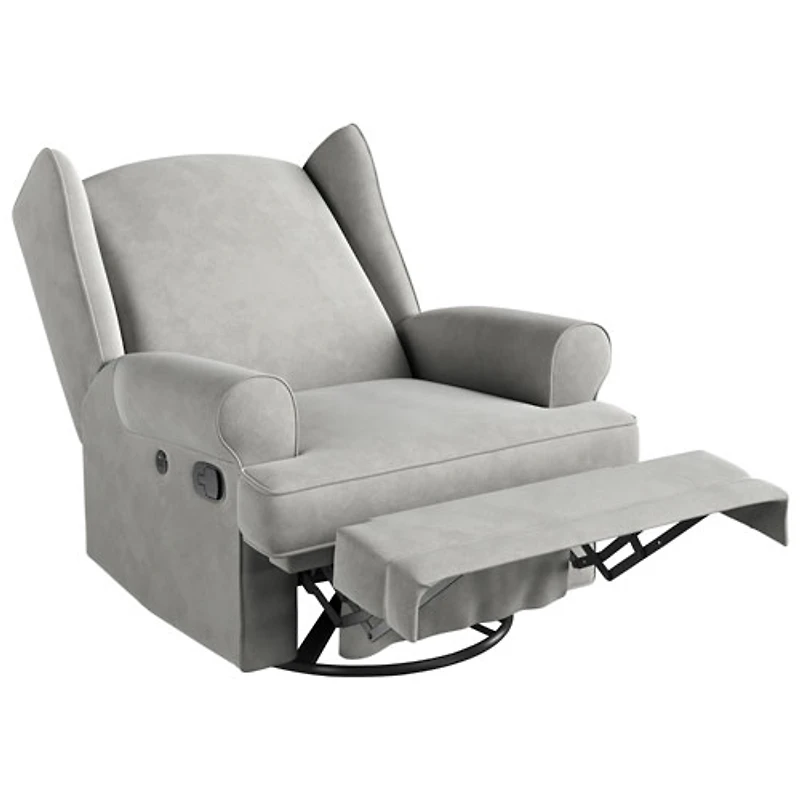 Fauteuil coulissant inclinable recouvert à ailettes Serenity de Storkcraft avec port de chargement USB - Acier