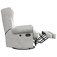 Fauteuil coulissant inclinable recouvert à ailettes Serenity de Storkcraft avec port de chargement USB - Acier