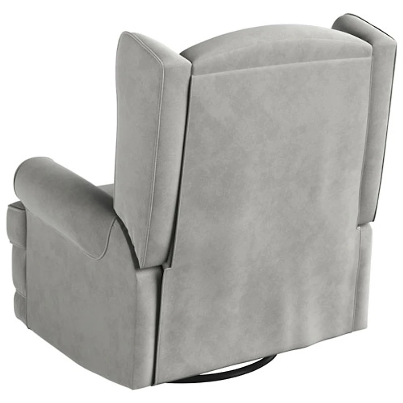 Fauteuil coulissant inclinable recouvert à ailettes Serenity de Storkcraft avec port de chargement USB - Acier