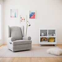 Fauteuil coulissant inclinable recouvert à ailettes Serenity de Storkcraft avec port de chargement USB - Acier