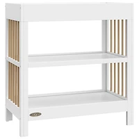 Table à langer à 2 tablettes Teddi de Graco avec coussin à langer - Blanc/Bois flotté