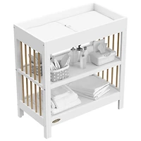 Table à langer à 2 tablettes Teddi de Graco avec coussin à langer - Blanc/Bois flotté