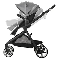 Evenflo Gold SensorSafe Pivot Xpand Smart Modular Travel System w/ LiteMax Infant Car Seat - Moonstone Grey/Black