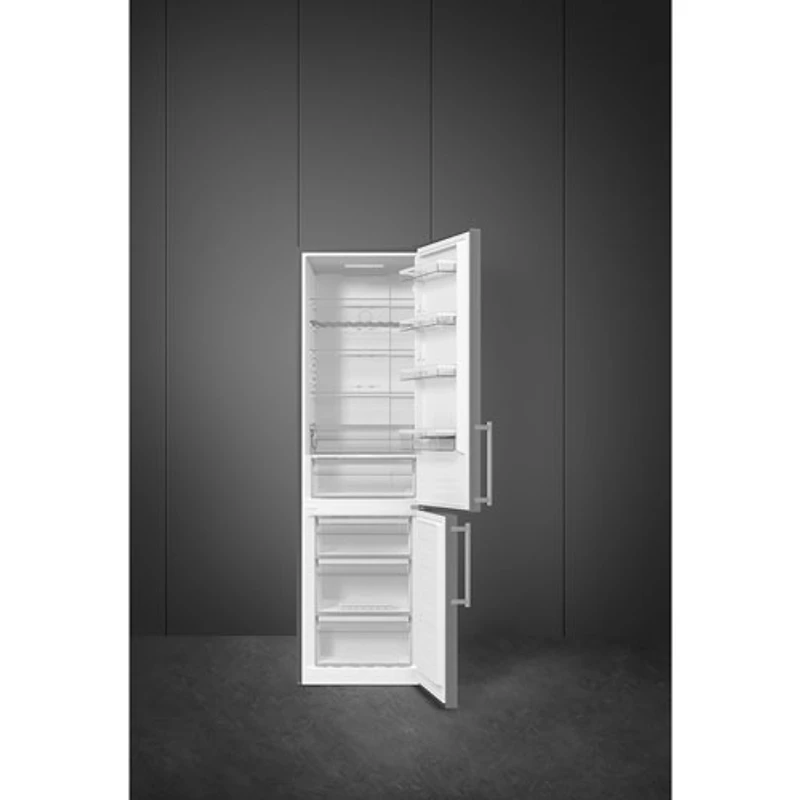 Réfrigérateur à congélateur inférieur avec éclairage DEL 12,5 pi³ 24 po de Smeg (FC20UXDNE) - Inox