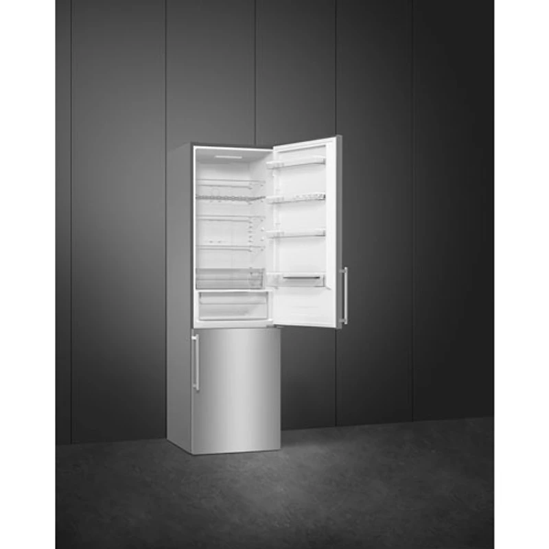 Réfrigérateur à congélateur inférieur avec éclairage DEL 12,5 pi³ 24 po de Smeg (FC20UXDNE) - Inox