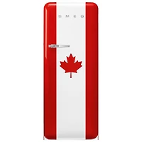 Réfrigérateur à congélateur supérieur 9,9 pi³ 24 po à éclairage DEL de Smeg (FAB28URDCA3) - Drapeau canadien - Exclusivité de Best Buy