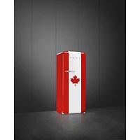 Réfrigérateur à congélateur supérieur 9,9 pi³ 24 po à éclairage DEL de Smeg (FAB28URDCA3) - Drapeau canadien - Exclusivité de Best Buy