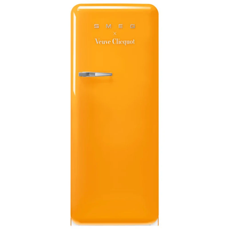 Réfrigérateur à congélateur supérieur de 24 po 9,9 pi³ avec éclairage DEL Veuve Clicquot de Smeg (FAB28URDYVC3) - Orange