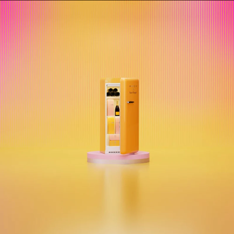 Réfrigérateur à congélateur supérieur de 24 po 9,9 pi³ avec éclairage DEL Veuve Clicquot de Smeg (FAB28URDYVC3) - Orange