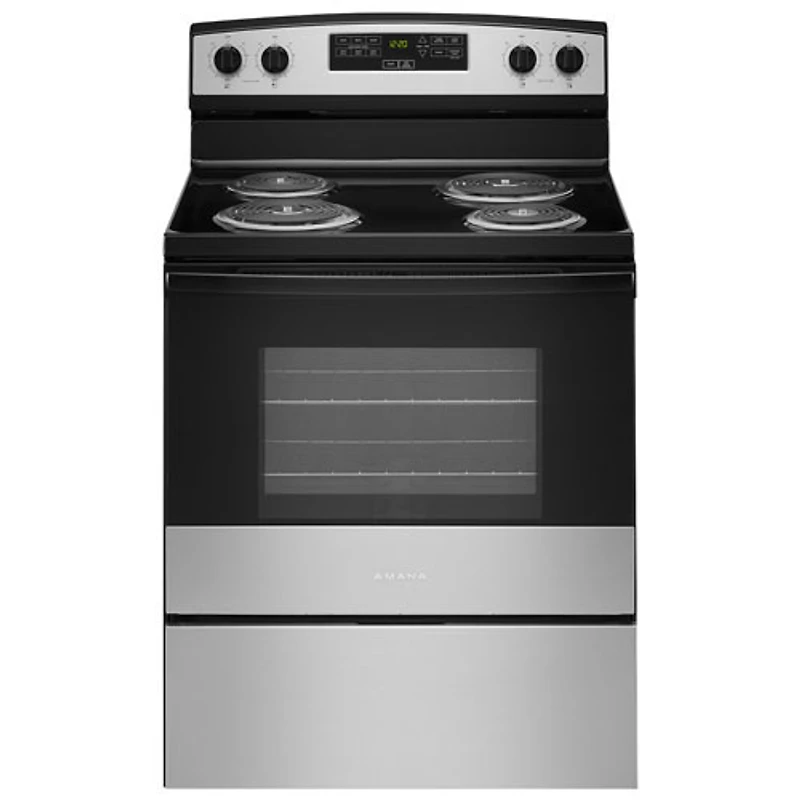 Open Box - Amana 30" 4.8 Cu. Ft. Freestanding Electric Coil Top Range - SS - Perfect Condition