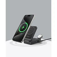 Anker Qi2 MagGo 3-in-1 15W Wireless Charging Station with MagSafe - Black