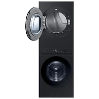 Duo laveuse électrique de 5,3 pi³ et sécheuse de 7,6 pi³ de Samsung (WH46DBH550EVAC) - Acier inoxydable noir