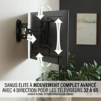 Support mural articulé Elite Advanced avec fonction 4D + Shift de SANUS pour téléviseur de 32 à 65 po