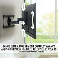 Support mural articulé Elite Advanced avec fonction 4D + Shift de SANUS pour téléviseur de 42 à 90 po