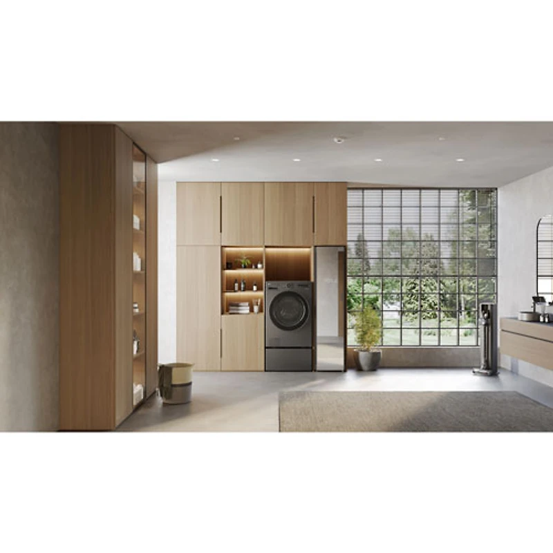 LG 5.7 Cu. Ft. High Efficiency Electric Washer & Dryer Combo (WM6998HBA) - Black Steel