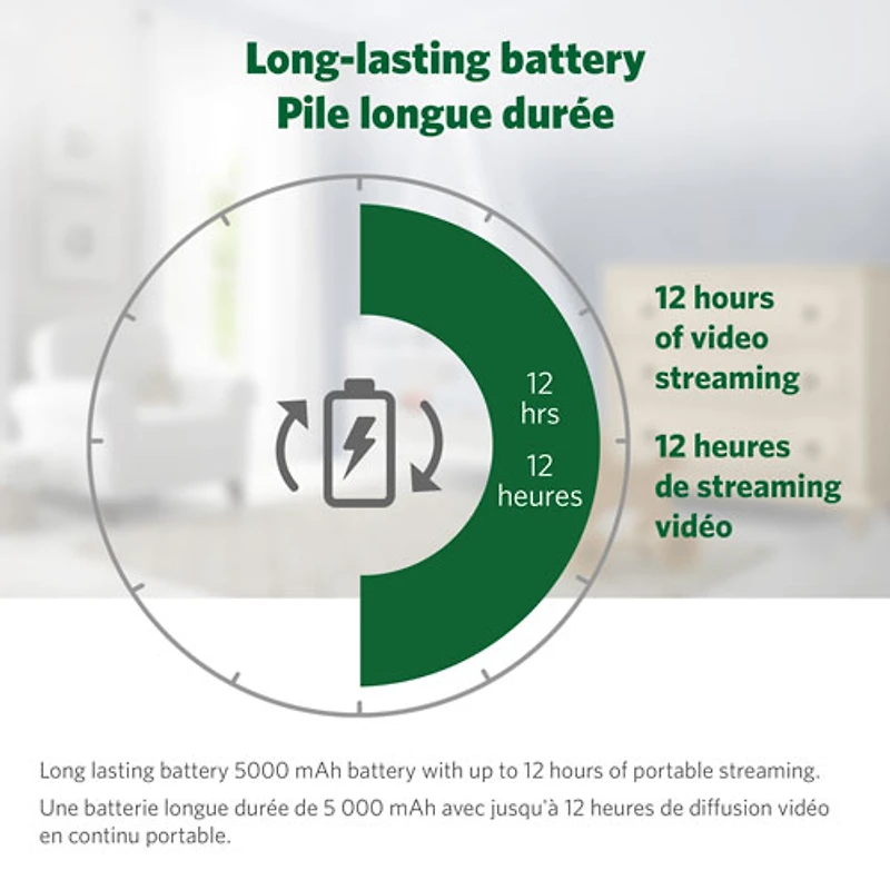 Interphone de surveillance vidéo Wi-Fi 5,5 po avec vision nocturne couleur, zoom/panorama/inclinaison et audio bidirectionnel de LeapFrog (LF2936FHD)