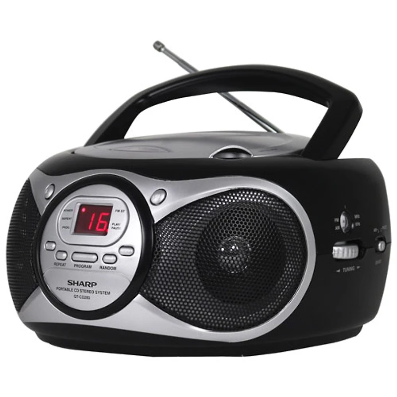 Minichaîne portative à lecteur de CD QT-CD280 de Sharp - Noir/Gris