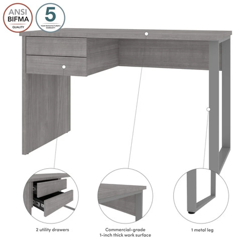 Bureau d'ordinateur de 48 po de largeur de Solay - Gris platine