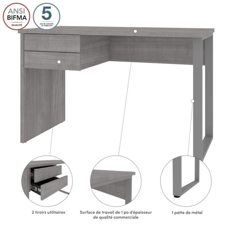 Bureau d'ordinateur de 48 po de largeur de Solay - Gris platine