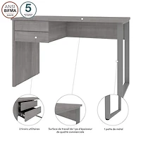 Bureau d'ordinateur de 48 po de largeur de Solay - Gris platine